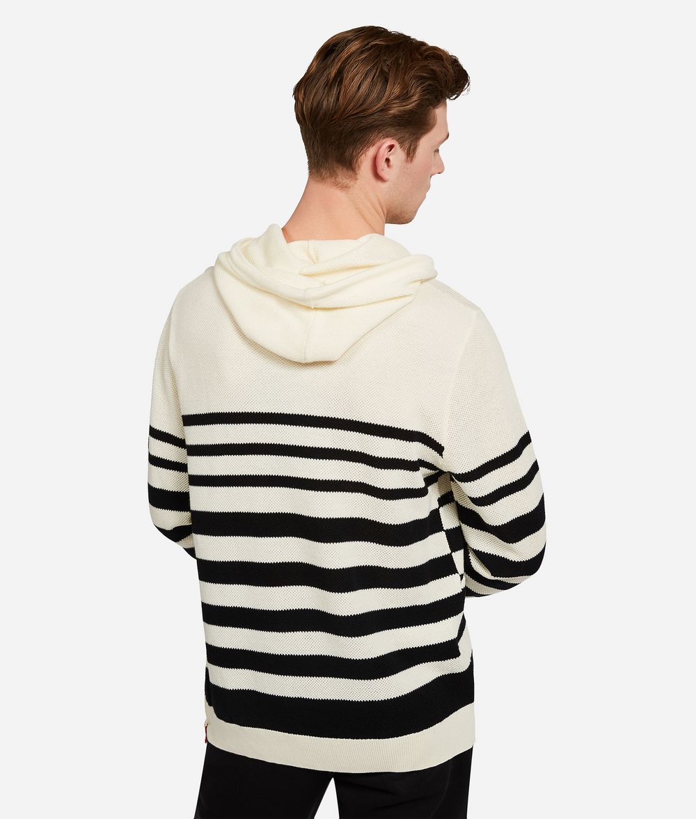 KARL LAGERFELD Wool Cotton Stripe Hoodie Sweater Man d