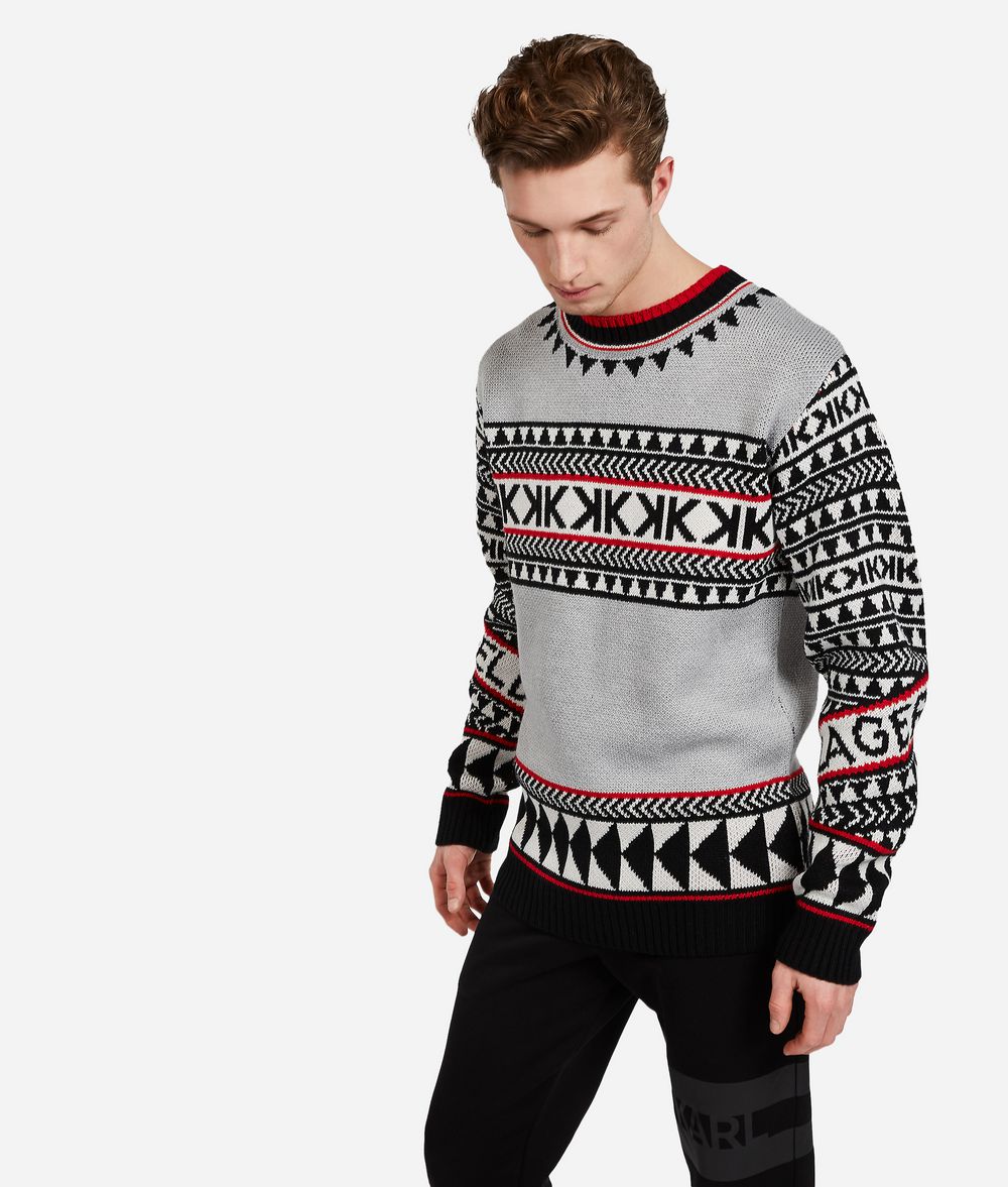 KARL LAGERFELD Wool Blend Fair Isle Sweater Sweater Man f