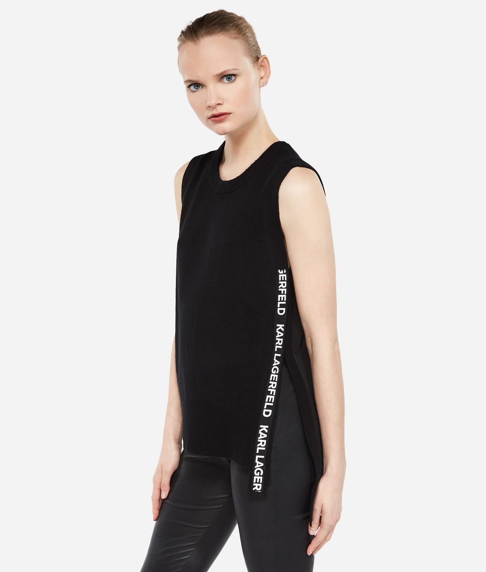 KARL LAGERFELD Ärmelloses Top aus Kaschmir Pullover Damen f