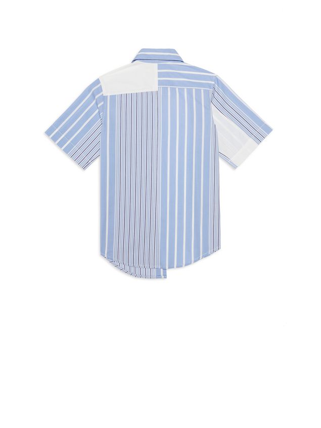 Short Sleeve Shirt Marni Asymmetric striped cotton popeline shirt Man
