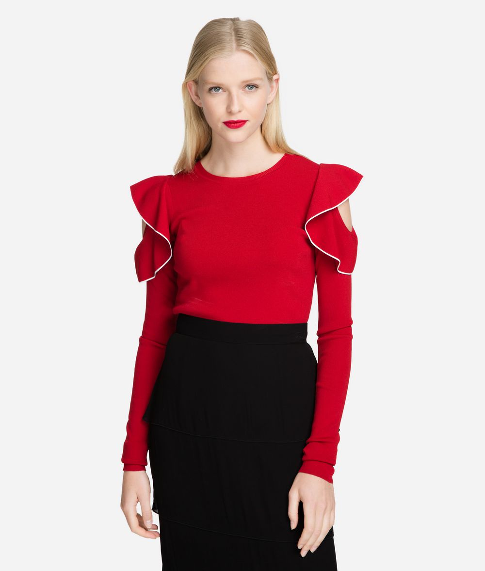 KARL LAGERFELD Ruffle Sleeve Sweater Sweater Woman f