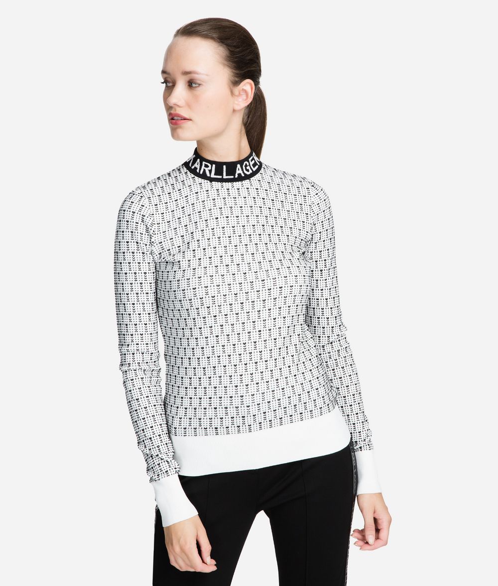KARL LAGERFELD Logo-Pullover mit hohem Kragen Pullover Damen f
