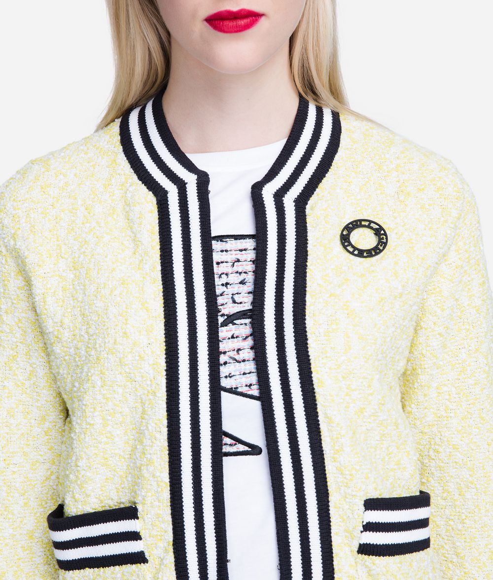 KARL LAGERFELD Bouclé Cardigan with Striped Trim Cardigan Woman d