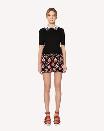 REDValentino Cotton cardigan with swallow bird patches