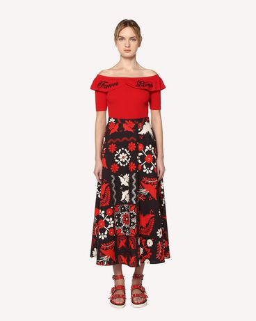 REDValentino "Forever Lovers" embroidered cotton knit top