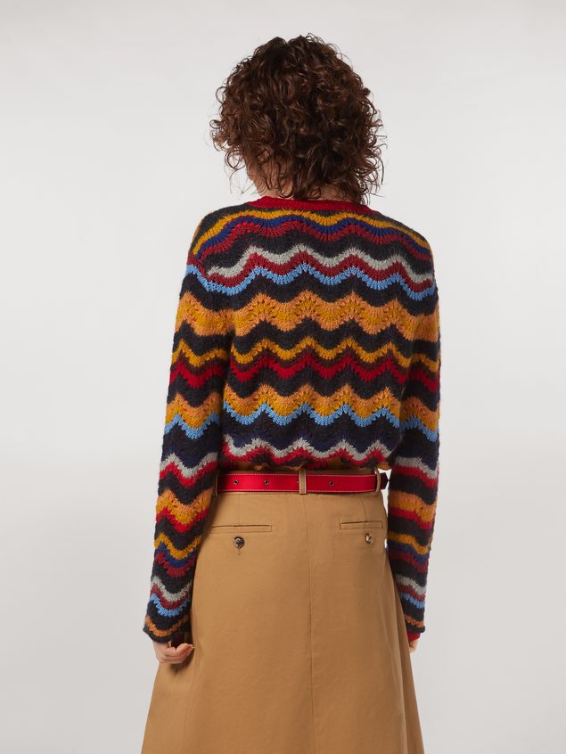 Medium Sleeve Jumper Marni Wool and mohair crewneck sweater with wave motif Woman