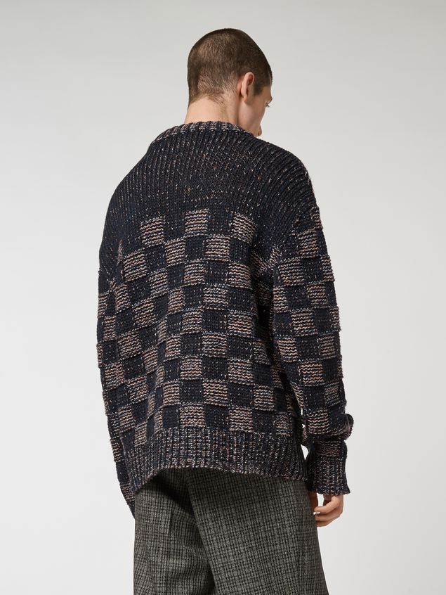 Pullover mit langen Ärmeln Marni Karierter Pullover aus Schurwolle Herren