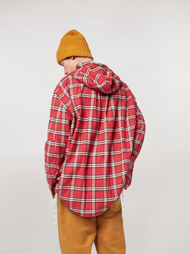 Long Sleeve Shirt Marni Cotton flannel shirt with hood Man