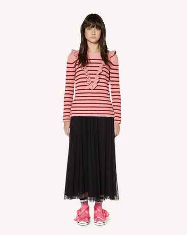 REDValentino Cotton and lurex jumper with ruffle detail