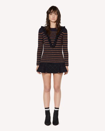 REDValentino Cotton and lurex jumper with ruffle detail