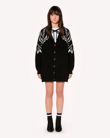 REDValentino Oversized wool cardigan with Wings jacquard