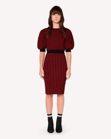 REDValentino Knitted check top in elasticated viscose and lurex jacquard