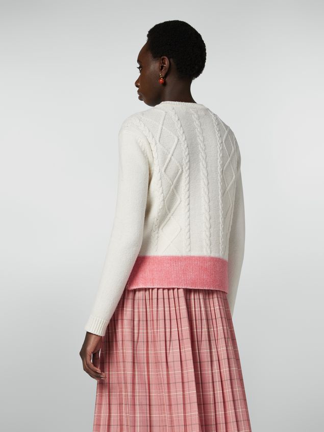 Medium Sleeve Jumper Marni Crewneck knit in wool with contrast bottom Woman
