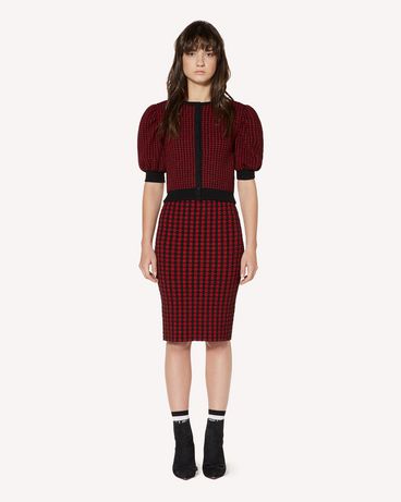 REDValentino Mini check cardigan in elasticated viscose and lurex jacquard