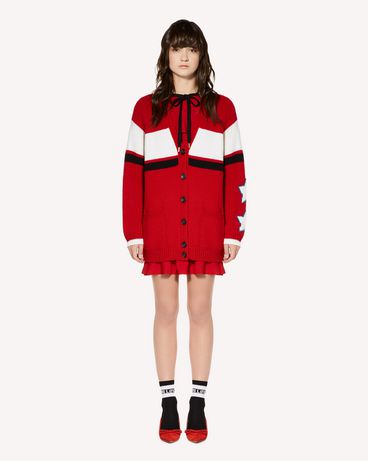 REDValentino Oversized wool cardigan with “Rebel” jacquard