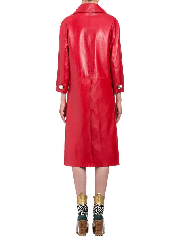 Leather Duster Coat Marni Duster coat in shiny lambskin Woman