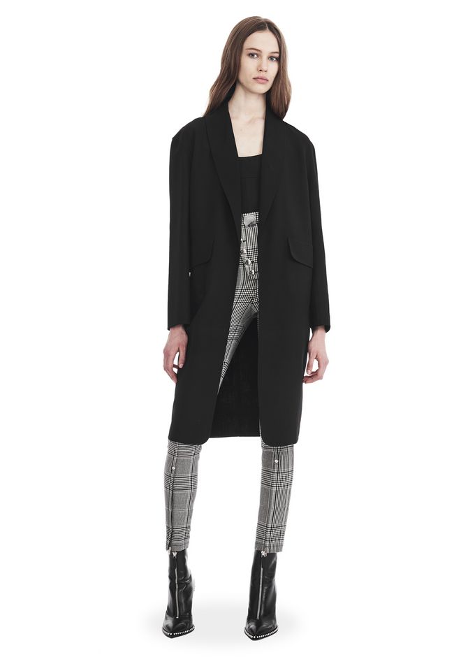 ALEXANDER WANG WOOL SHAWL COLLAR COAT, BLACK | ModeSens