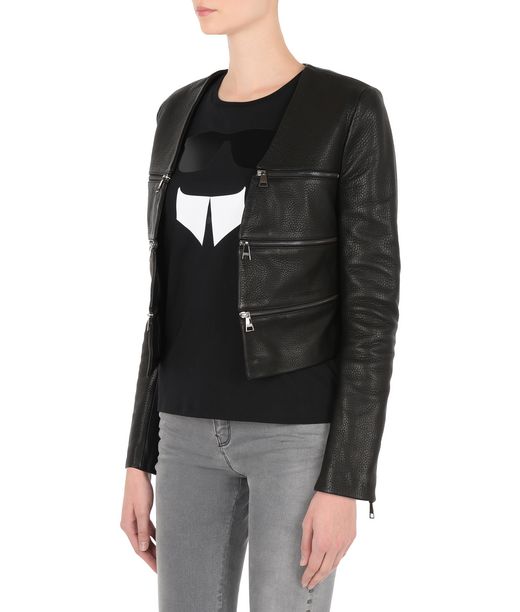 KARL LAGERFELD CROPPED LEATHER ZIP JACKET 12_f