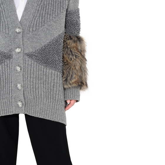 knit fur cardigan