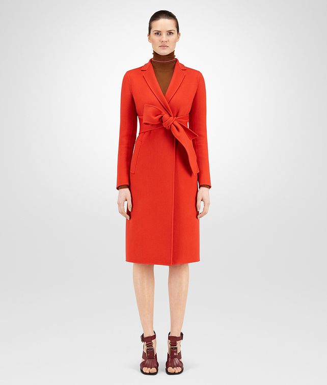 BOTTEGA VENETA COAT IN TERRACOTTA DOUBLE CASHMERE Outerwear and Jacket Woman fp