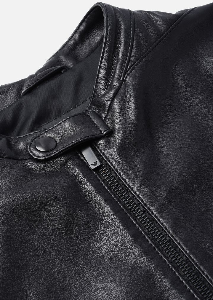 Leather Jacket With Side Zips Man Emporio Armani Emporio Armani Leather Jacket With Side Zips Blouson Man A