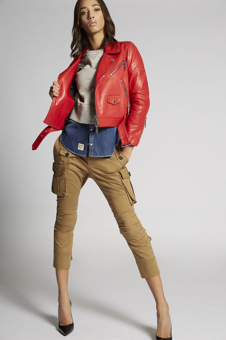 Dsquared2 Leather Biker Jacket Red Outerwear Dsquared2 Leather Biker Jacket Outerwear Woman