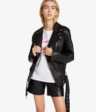 KARL LAGERFELD Jacket Woman Oversized Leather Biker Jacket f
