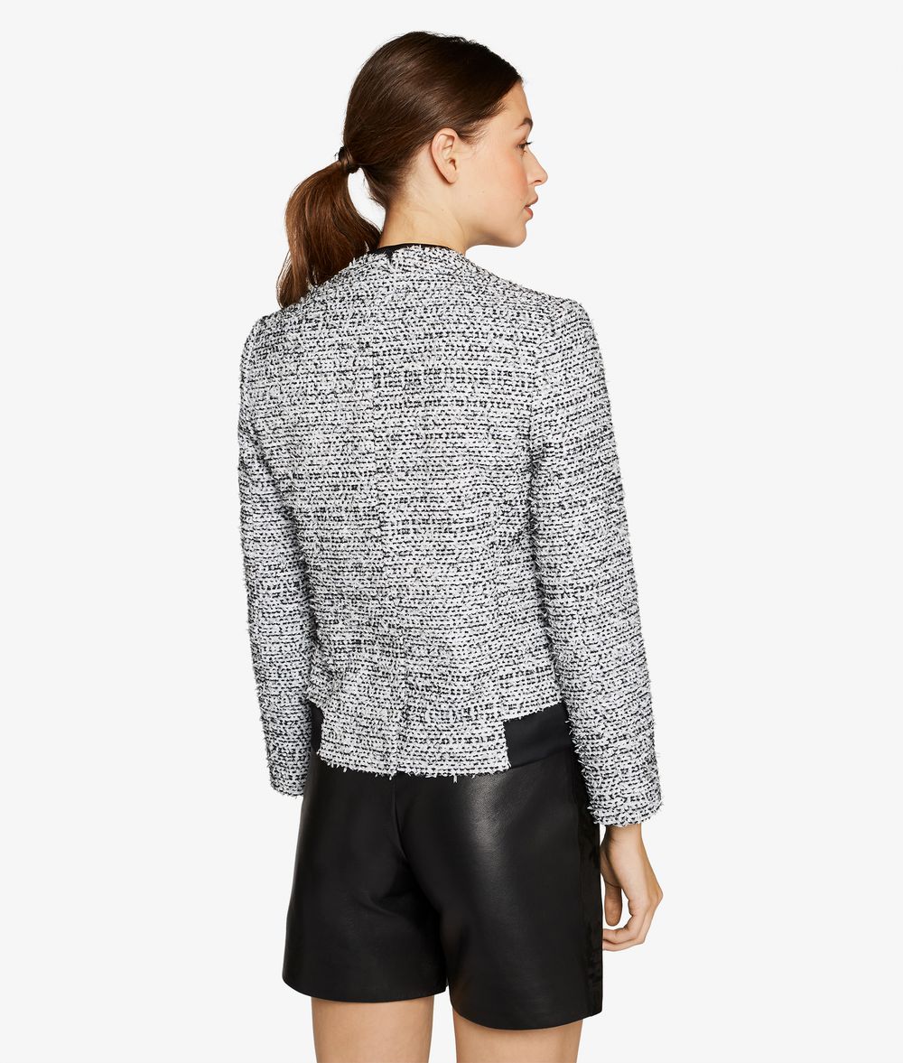 KARL LAGERFELD Bouclé & Satin Blazer Jacket Woman d