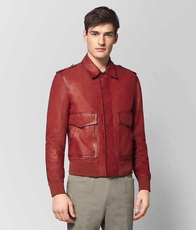 BOTTEGA VENETA DARK CHINA RED CALF JACKET Outerwear and Jacket Man fp