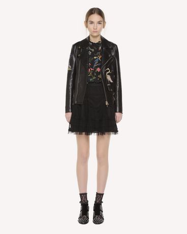 REDValentino Enchanted Reptiles and Birds embroidered leather biker jacket