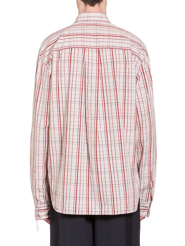 Long Sleeve Shirt Marni Poplin Shirt with fringed stitching Man
