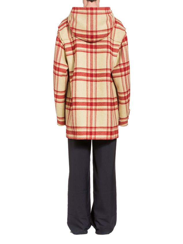 Coat Marni Hooded plaid coat in double wool Man