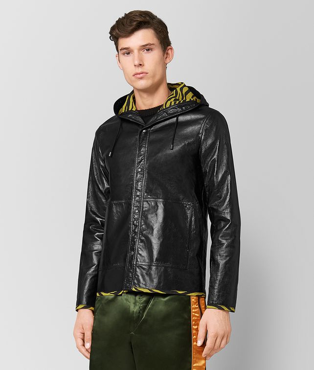 BOTTEGA VENETA NERO/DARK CHAMOMILE BONDED LAMB JACKET Outerwear and Jacket Man fp