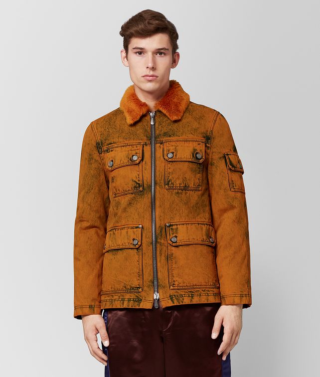 BOTTEGA VENETA ORANGE DENIM/SHEARLING JACKET Outerwear and Jacket Man fp