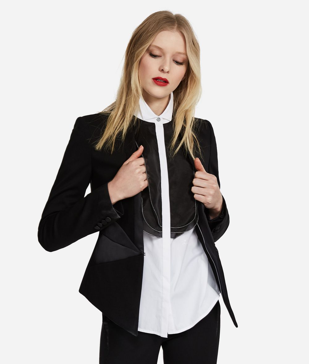KARL LAGERFELD K/Ikonik Punto Jersey Blazer Jacket Woman f