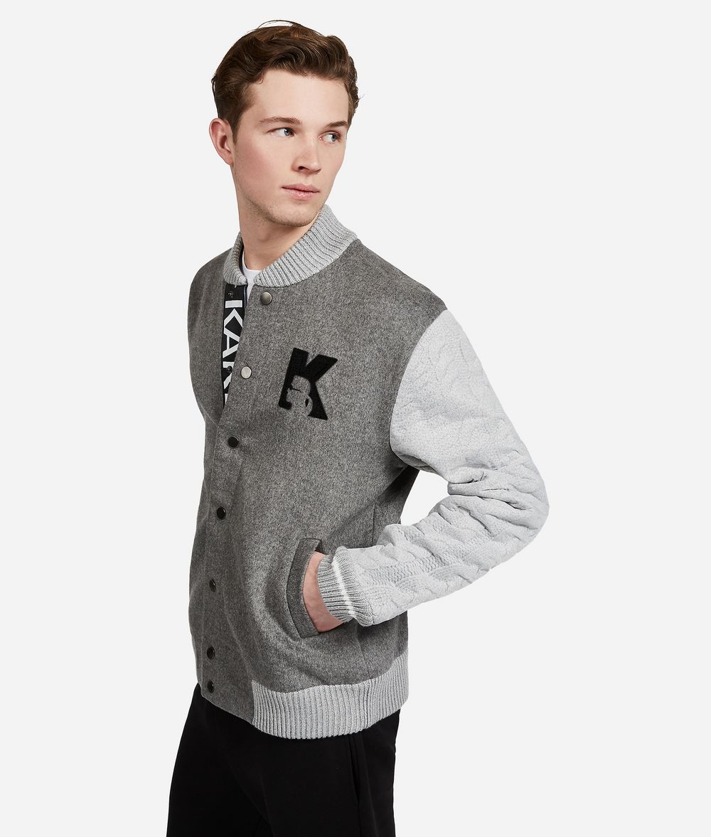 KARL LAGERFELD Wool Knit-Sleeve Jacket Jacket Man d