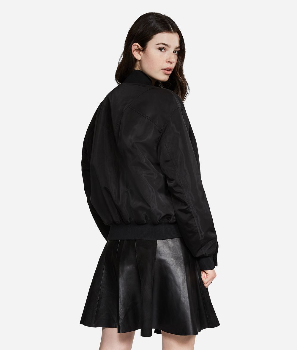 KARL LAGERFELD Satin Button-Sleeve Bomber Jacket Jacket Woman d