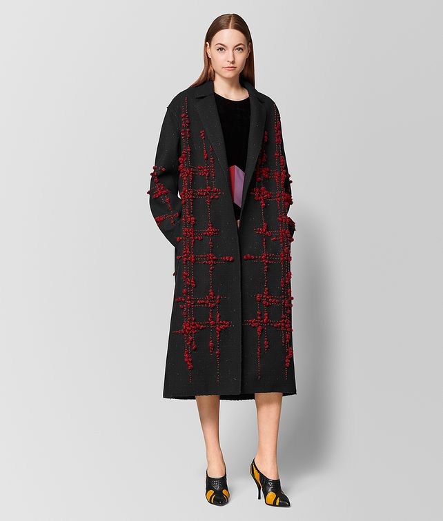 BOTTEGA VENETA CAPPOTTO IN LANA NERO/BACCARA ROSE Outerwear e giacca Donna fp