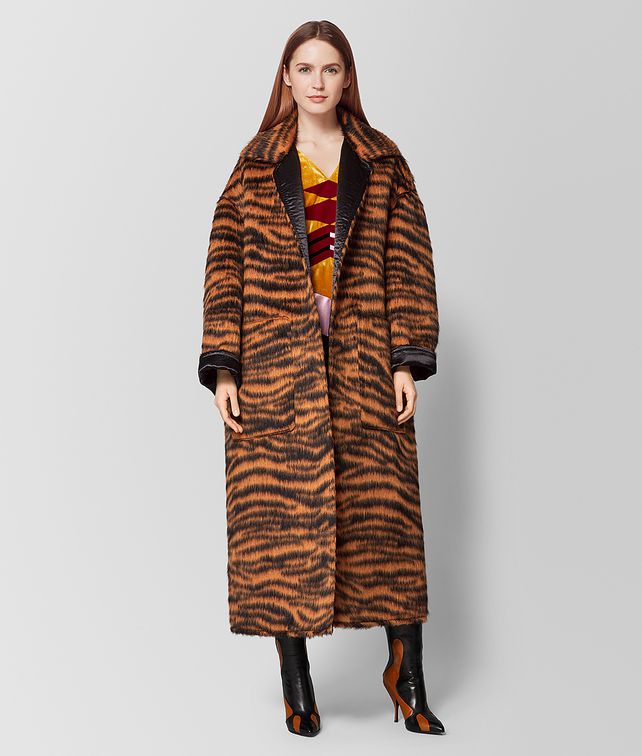 BOTTEGA VENETA ORANGE/NERO WOOL/SATIN COAT Outerwear and Jacket Woman fp