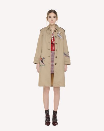 REDValentino Enchanted Reptiles and Birds Gabardine embroidered trench coat