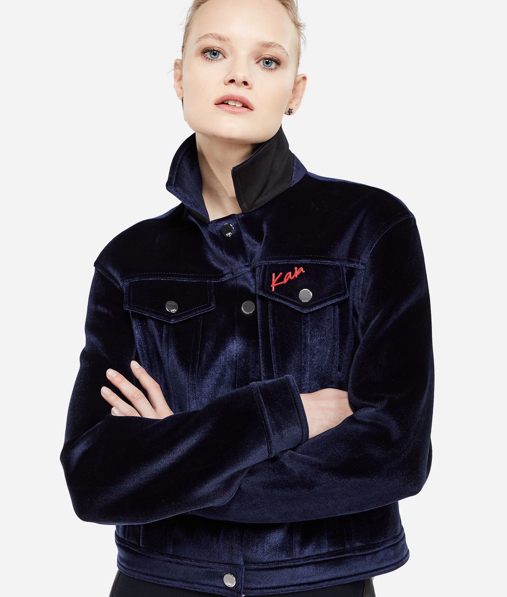 KARL LAGERFELD Karl X Kaia Velvet Denim Jacket Jacket Woman f
