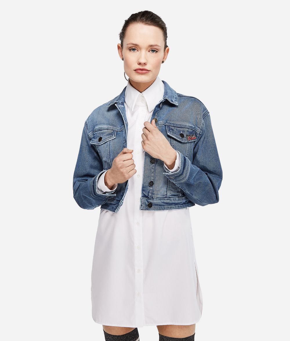KARL LAGERFELD Karl x Kaia Jeansjacke mit Logo-Details Jacke Damen f