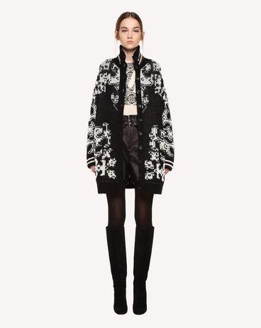 REDValentino Maxi cardigan in wool with stencil inlay