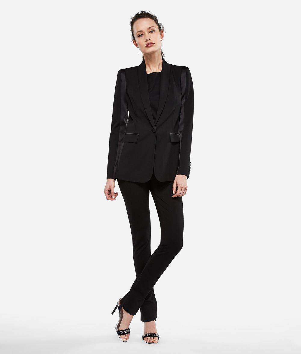 KARL LAGERFELD Wool and Satin Tuxedo Blazer Blazer Woman f