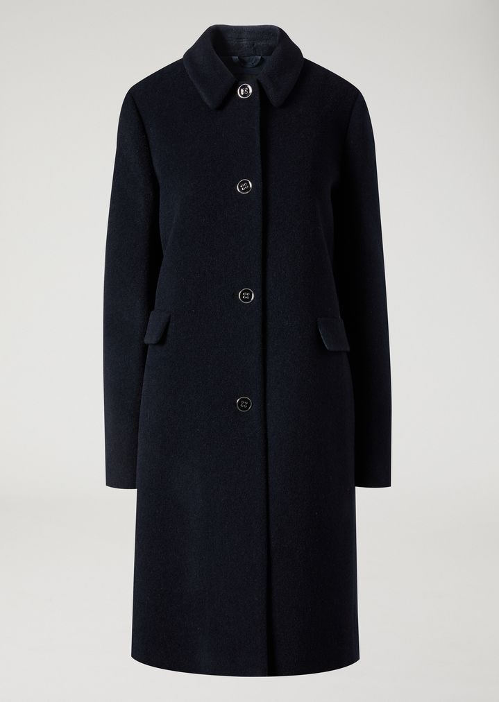 Abrigo de paño liso de mezcla de lana con cuello clásico Abrigo de paño liso de mezcla de lana con cuello clásico