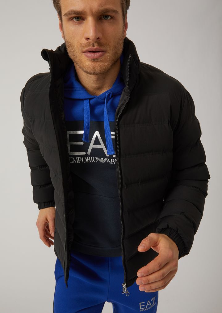 Blouson Avec Plumes Dissimulée Stretch Rembourré En De Tissu Capuche YBw1rzqY
