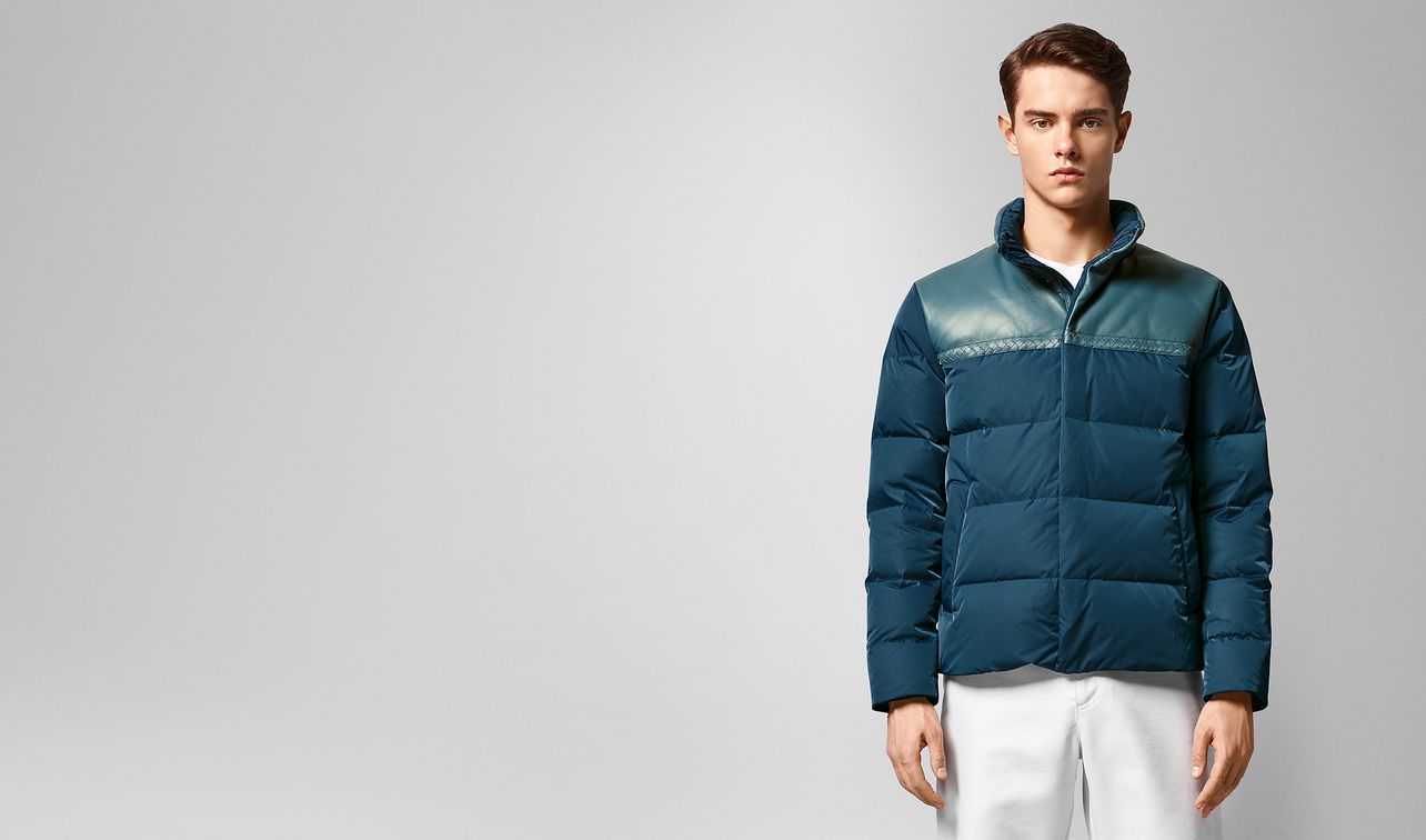 jacket in nylon and nappa landing