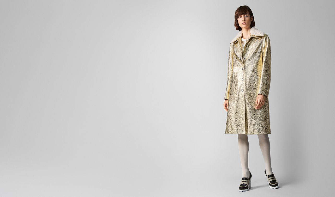 jacket in calf leather and shearling landing