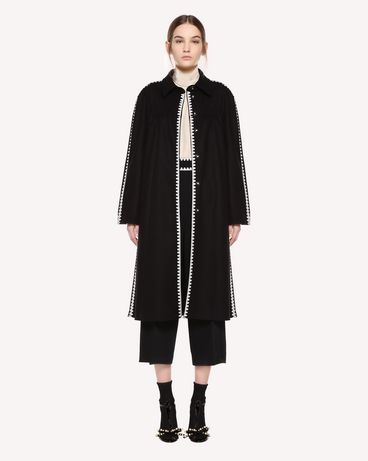 REDValentino Abrigo de paño de lana con bordado ribeteado decorativo