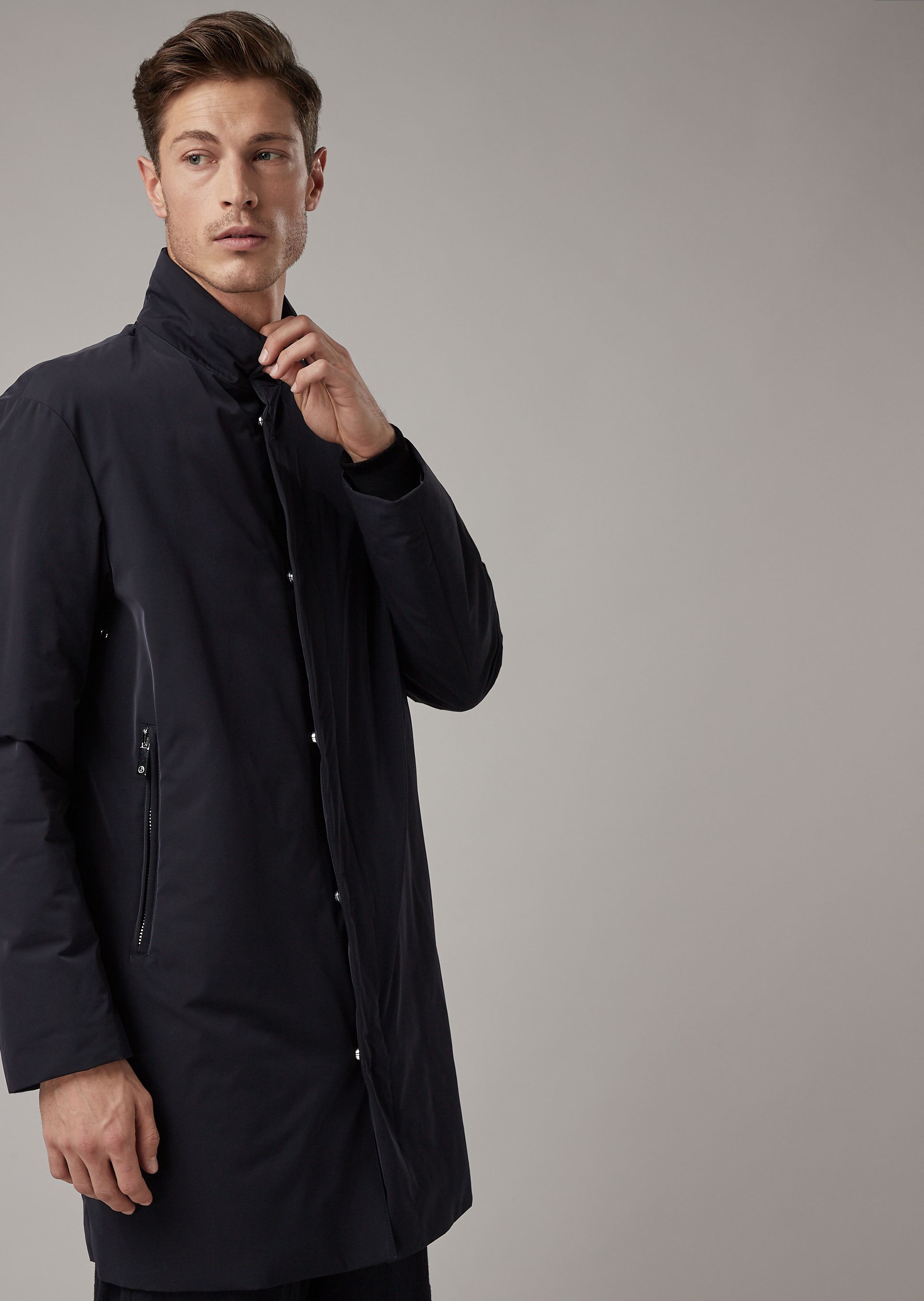 Trench coat with cashmere down padding | Man | Giorgio Armani